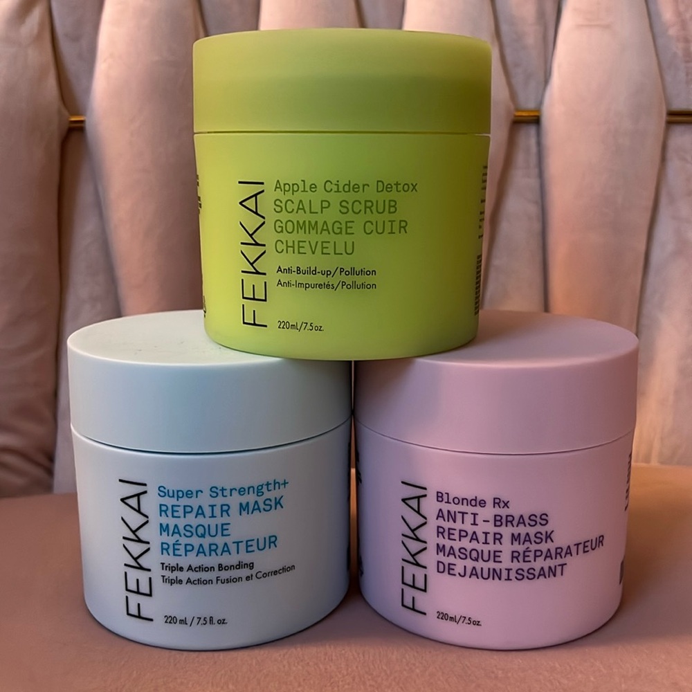 Fekkai hair mask scrub bundle set 3 full size new 7.5 fl oz detox repair blonde